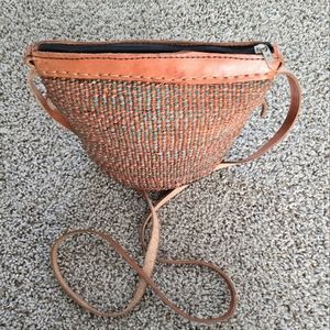 Woven in Africa bag with leather straps